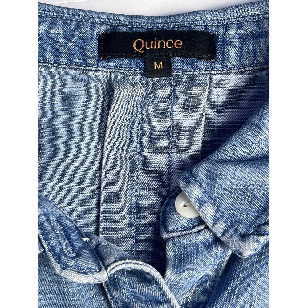 Quince Chambray Tencel Short sleeve shirt M Medium Indigo - Picture 4 of 9